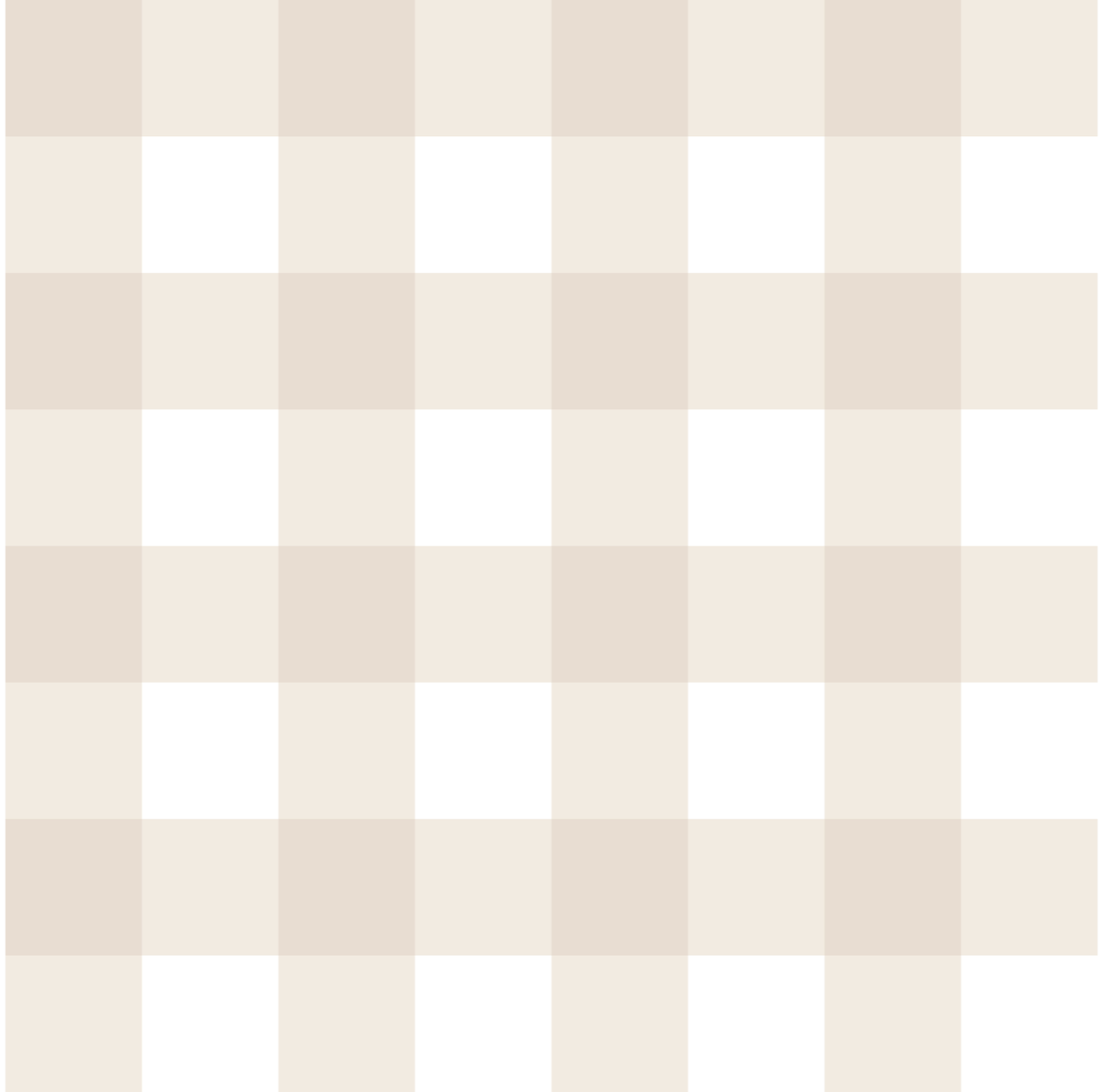 Gros plan sur le motif à carreaux vichy beige et blanc du papier peint modèle Ernest.