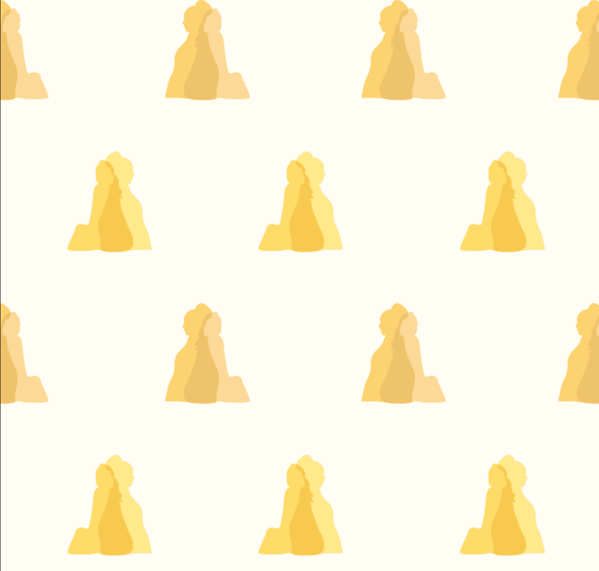 Zoom de l'échantillon du papier peint Estime de soi à motifs géométriques jaunes au-dessus d'un lambris jaune, près d'un lit et d'une lampe rouge.