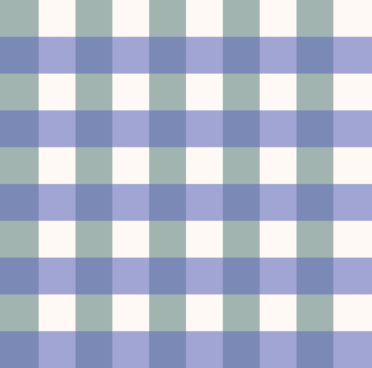 Gros plan sur l'échantillon du papier peint modèle Loup, motif à carreaux vichy bleu et vert.