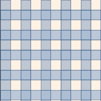 Gros plan sur le motif à damier bleu et blanc du papier peint modèle Jack.