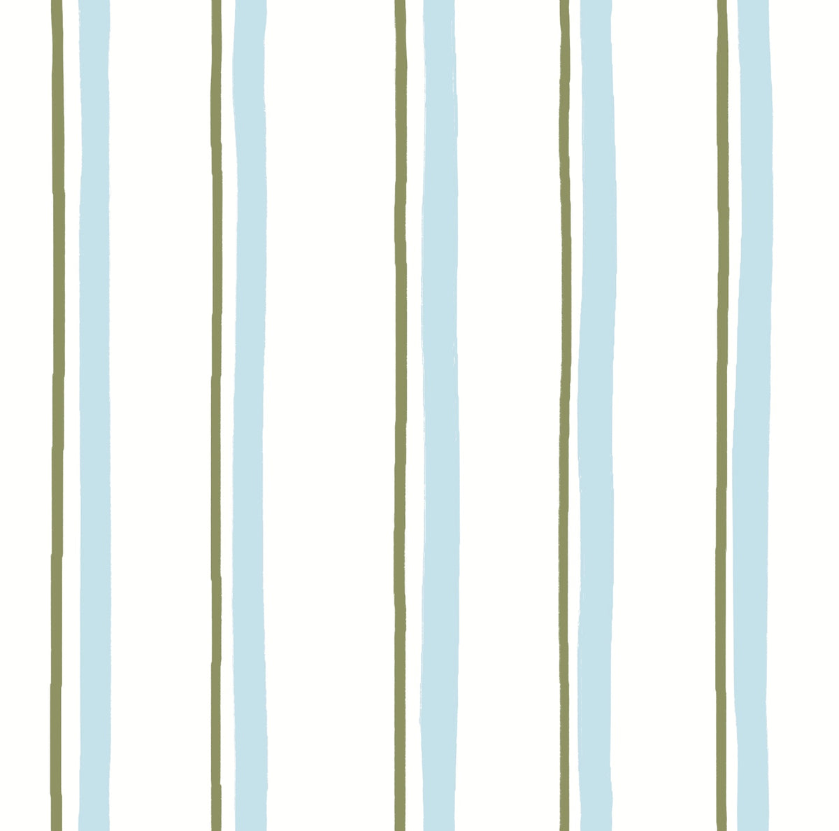 Gros plan sur le motif du papier peint Celeste, à lignes bleues et vertes sur fond blanc.