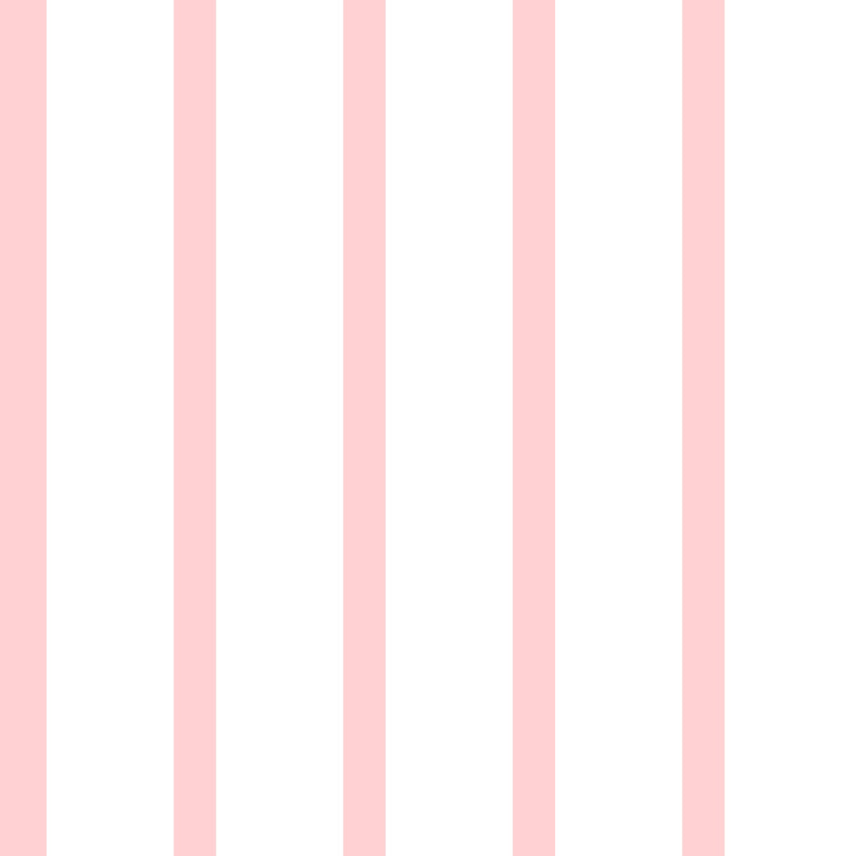 Gros plan sur le motif à larges rayures verticales rose pâle et blanches du papier peint Rosie.