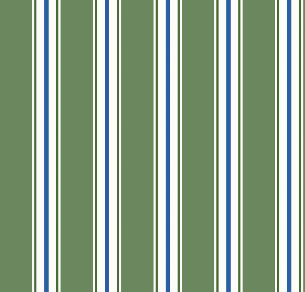 Gros plan motif rayures verticales vertes bleues et blanches papier peint Caroline