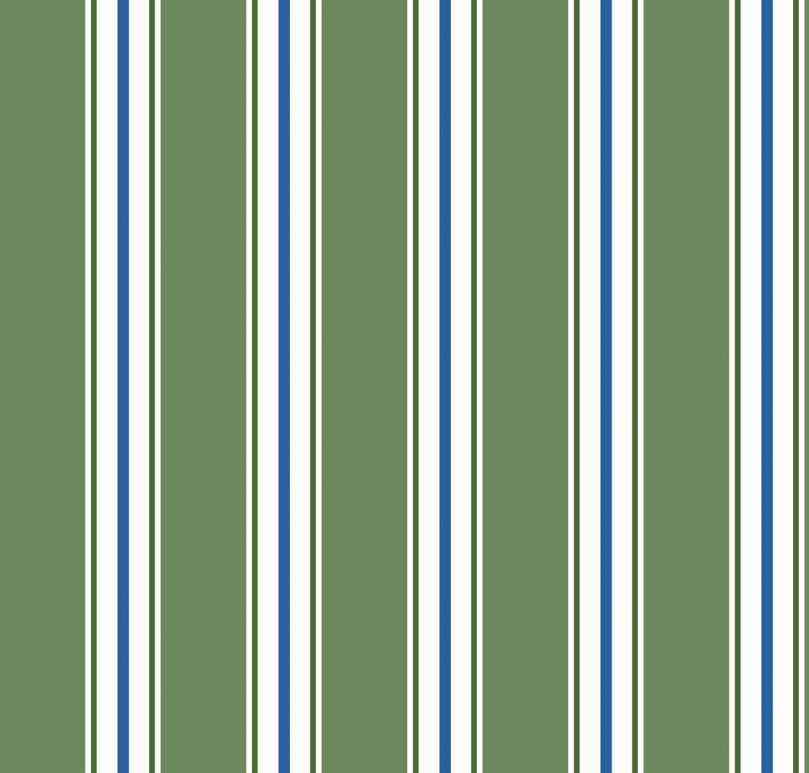 Gros plan motif rayures verticales vertes bleues et blanches papier peint Caroline