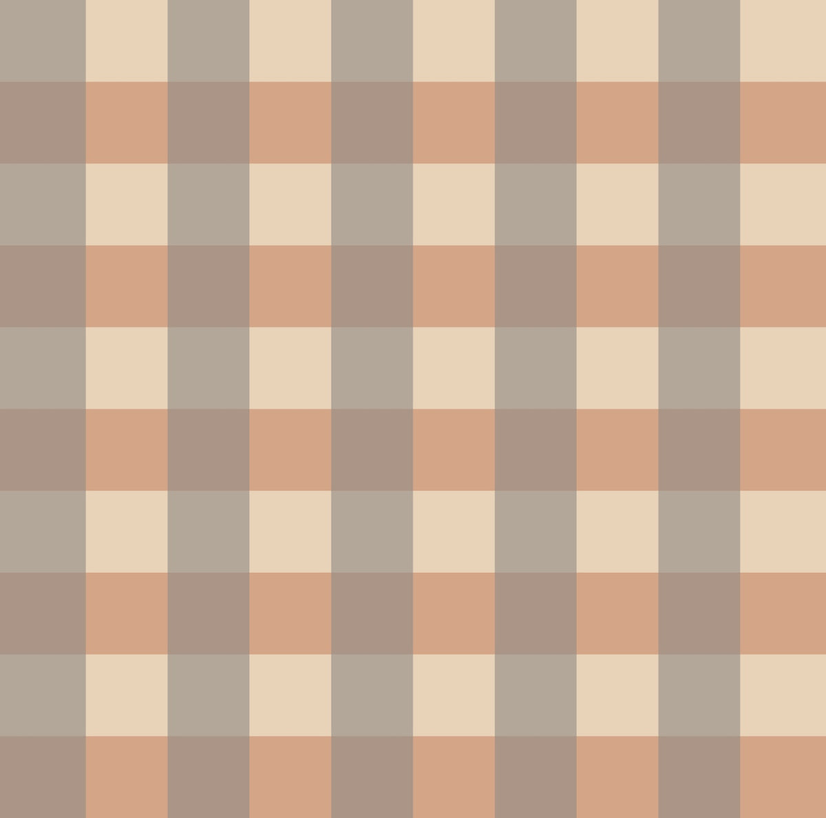 Gros plan sur le motif à carreaux vichy gris et marron du papier peint modèle Karl.