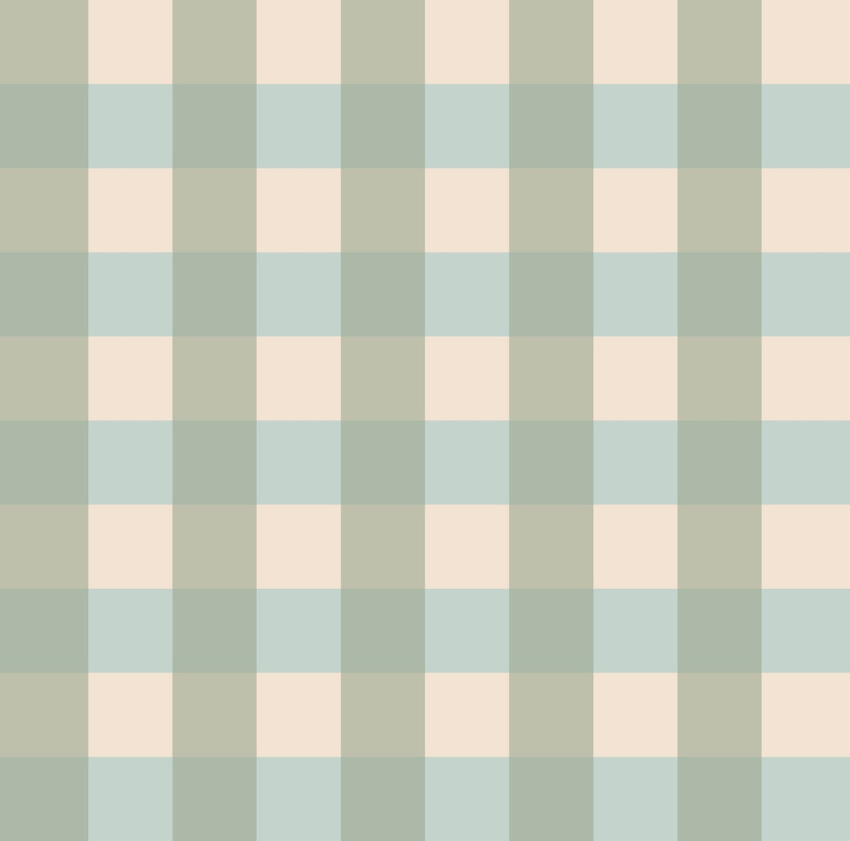 Gros plan sur le motif à carreaux vichy vert et bleu du papier peint modèle Brieuc.